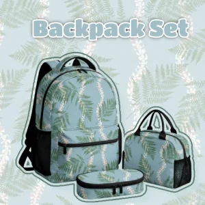 Large Capacity Storage Lightweight Easy Clean Fashion Zipper Backpack Custom Print Hawaiian Fern Pikake Lei Design School Season
