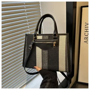 Large Capacity Tote Bag for Women Fashionable Striped New Arrival Trendy Color Blocking Crossbody Shoulder Handheld