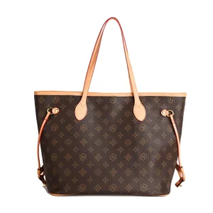 Large Capacity Tote Bag for Women Vintage Style Monogram Handbag Shopper Shoulder Bag for Daily Use