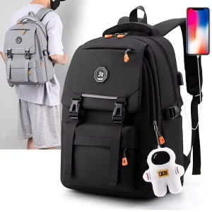 Large Capacity USB Backpack for Teenagers’ Daily Travel Learning Sturdy Durable Polyester Fabric Water Resistant Laptop Backpack