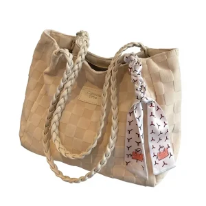 Large Capacity Women’s Casual All Match Nylon Zipper Shoulder Tote Bag Advanced Texture Polyester Lining