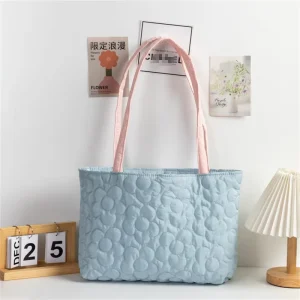 Large Capacity Women’s Tote Bag One Shoulder Handheld Shopping Bag Quilted Flower Candy Color Women’s Bag