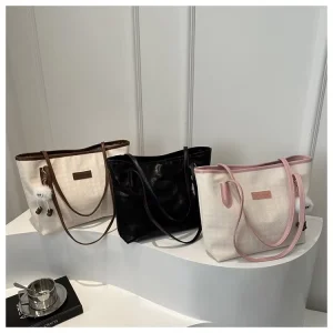 Large Capacity Women’s Tote Bag with Zipper Closure Dual Straps PU Leather Fashionable Versatile for Daily Use Travel Shopping