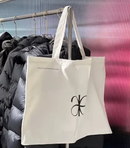 Large Custom Logo Printed Organic Cotton Tote Bag Travel and Shopping Washable Durable