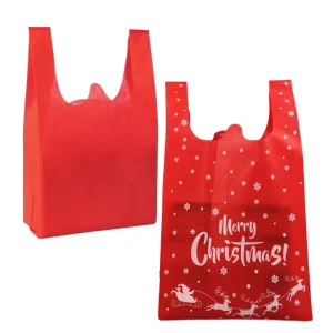 Large Grocery Bags Reusable Non Woven Shopping Bag Foldable Gift Tote Handle No Closure 21x11x6 Inch