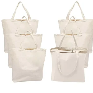 Large Heavy Weight 100% Cotton Tote Bag Zipper Closure Durable Reusable Personalized Boat Design Strap Handle Shopping