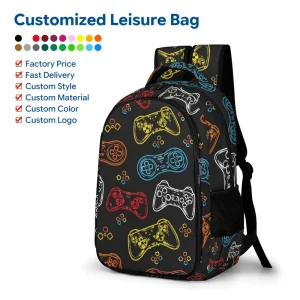 Large Printed Casual Backpack Multi Compartment Breathable Padded Daily Laptop Backpack Support OEM Custom Printed Logo