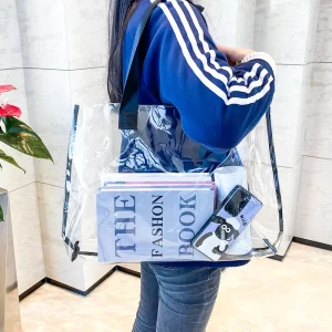 Large Waterproof Clear Stain Tote Bag Versatile Transparent Shoulder Beach Tote Shopping Bag Work Shoulder Tote Bag
