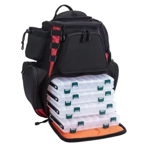 Large Waterproof Fishing Tackle Backpack with 4 Trays Tackle Box Protective Rain Cover for Outdoor Storage