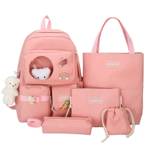 Large-capacity Five-piece Set Student Backpack Casual Style Fully Compatible Backpack