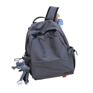 Large-capacity Solid Color Waterproof Double-shoulder Backpack Air Cushion Straps Unisex Nylon for School Travel Students