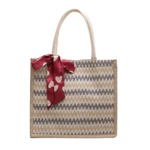 Large capacity linen tote bag women’s Korean version college students class commuting shoulder bag fashion going out