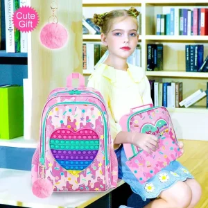 Lightweight Waterproof Unisex Children’s School Backpack with Cartoon Toy Heart shaped Design in Stock