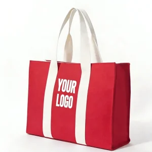 Low MOQ Custom Logo Heavy Duty Canvas Tote Bag Reusable Shopping Bag Double Handle Detachable Shoulder Strap for Work Daily