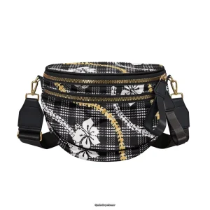 Low Moq Sling Shoulder Pack Hawaii Puakenikeni Print Designs Double Layer Zipper Custom Portable Weekend Crossbody Bag for Women