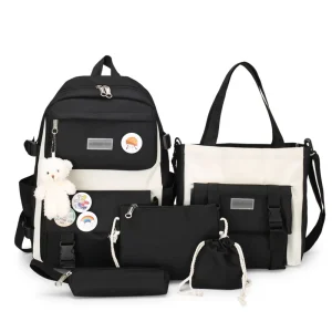 Low Price High Quality Student Girls Five Piece Bags for Teenagers School Backpack Set