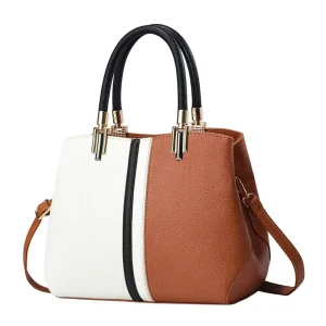 Luxury Women’s Faux Leather Satchel Bag Luxury Shoulder Handbag with Zipper Closure Polyester Lining