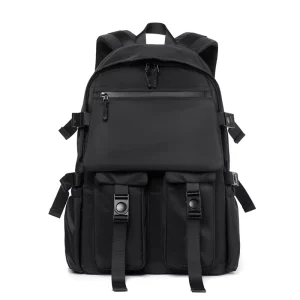 Men’s Fashionable Backpack with Large Capacity Trendy and Casual College Student Backpack Men’s Pure Color Computer Backpack
