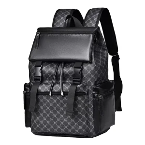 Men’s High End Business Travel School Backpack Urban Simplicity 20L Waterproof Computer Bag PU Polyester Breathable Curved