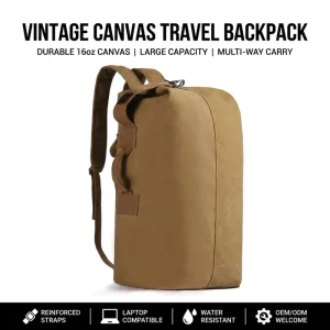 Men’s Lightweight Anti Theft Multifunction Canvas Backpack 36-55L Large Capacity Hiking Laptop Compatibility Travel