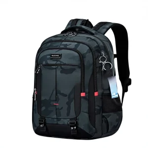 Men’s Middle Junior Senior High School Student Extra Large Capacity Oxford Leopard Print Backpack Air Cushion Straps
