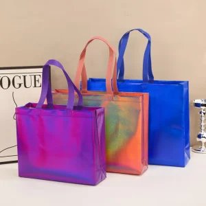 Metallic Laminated Shopping Bags Premium Thick Gift Bags For Retail Fashion Cosmetics With Logo Printing
