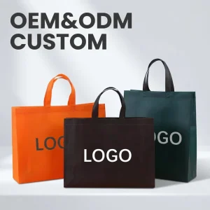 Multi Color Long Handle Non Woven Shopping Bag Custom Logo Printed Reusable Laminated Tote Bag For Clothing Store