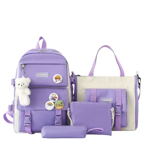 Multi Function Set Female Large Capacity 5 Piece Set Student Backpack Lunch Girl Casual Backpack School Bag