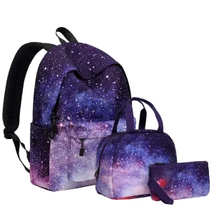 Multi-piece Set Starry Sky School Bag Cartoon Animal Pattern School Backpack