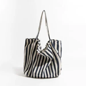 New Arrival Personalised Canvas Bag Summer Striped Canvas Bag Sublimation Cotton Custom Logo Tote Bags