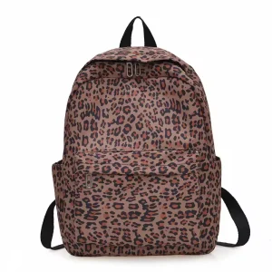 New Cross border Unisex College Student Retro Leopard Print Nylon Backpack Air Cushion Straps Breathable Lightweight for High