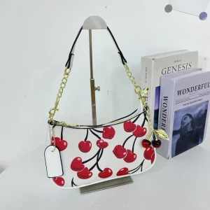 New Fashion Designer Ladies Purse Cherry Printing Woman Underarm Handbag Women’s Shoulder Bags