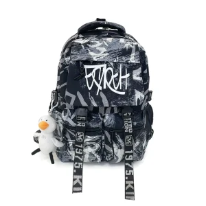 New Fashion Graffiti Backpack Large Capacity College Junior Senior High Student Travel School Daily Bag