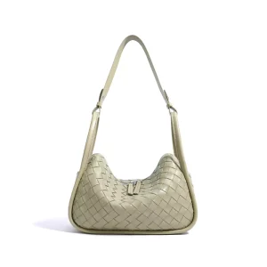 New Fashion Large Capacity Women’s Tote Bag Top Layer Cowhide Denim Fabric Geometric Pattern Zip Underarm Single Shoulder