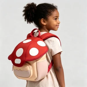 New Fashion Mini Cute Mushroom Characters Toddler Backpack Air Cushion Straps Cotton Fabric Water Resistant