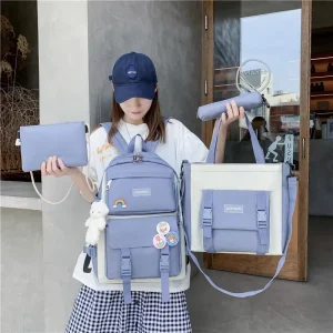 New Fashion Oxford School Book Bag Set Cute College Backpack Dress for Girls Teenagers 4 Piece Student School Bag