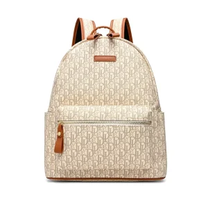 New Fashion Unisex Crossbody Backpack European Retro Style PU Waterproof Fabric Zipper Polyester Letter Print Travel School