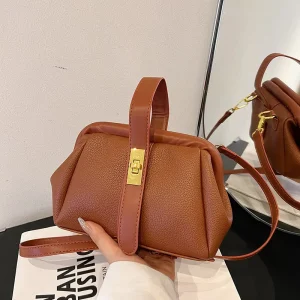 New Fashionable High Texture Litchi Pattern Single Shoulder Cross Shoulder Handbag Personalized Handheld Women’s Bag