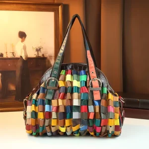 New Genuine Leather Handbag Woven Large Capacity Luxury Women Shoulder Tote Bag