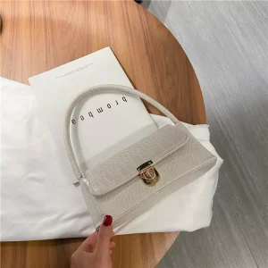 New Korean Women’s PU Material Lock Shoulder Bag Versatile Women’s Handbag Underarm Bags for Lady