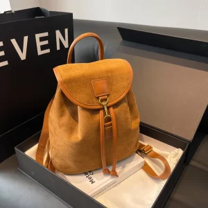 New Large Capacity Backpack Niche Ladies Backpack Foreign Style Vintage Suede Casual Small Schoolbag