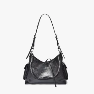 New Model Women’s Casual Tote Bag Top Layer Cowhide Genuine Leather Chains Black Warrior Soft Leather Crossbody Bag Fashion