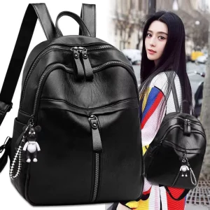 New Outdoor Leisure Waterproof Durable Bag Travel Backpack Fashion Versatile Backpack Black Bags for Lady PU Polyester