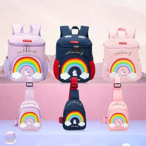 New Rainbow Children’s Schoolbags Ultra Lightweight Spine Protecting and Load Reducing Suitable for Kindergarten