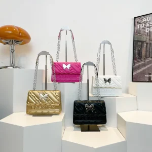 New Simple Casual Solid Color Fashion Rhombic Chain Small Square Bag Shoulder Crossbody Portable Women’s Bag