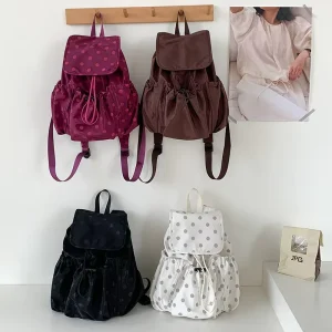 New Style Girls Korean Style Lightweight Nylon Anti Theft Backpack Polyester Travel Small Niche Design Polka Dot Schoolbag for