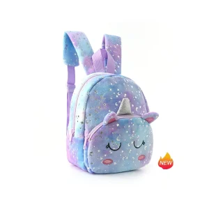 New Style High Quality Waterproof Cartoon Plush Unicorn Backpack with Zipper Closure Cute Lightweight Small Bag for Kids