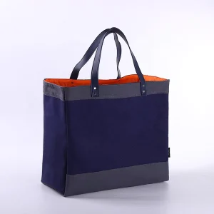 New Style Large Reusable 12OZ Cotton Canvas Custom Logo Shopping Tote Bags With Polyester Lining Inside Pocket Zipper