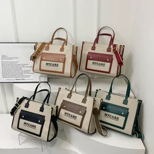 New Style Large Tote Bags for Woman Fashion Letter Canvas Handbags Stitching Lady’s Shoulder Bags