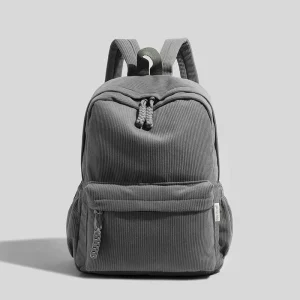 New Style Unisex Korean Harajuku Style Corduroy Backpack Air Cushion Straps Durable Large Capacity for Middle High Students
